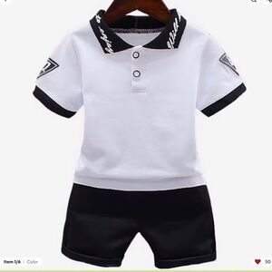 New White and Black Kids Polo Shirt outfit 4-5